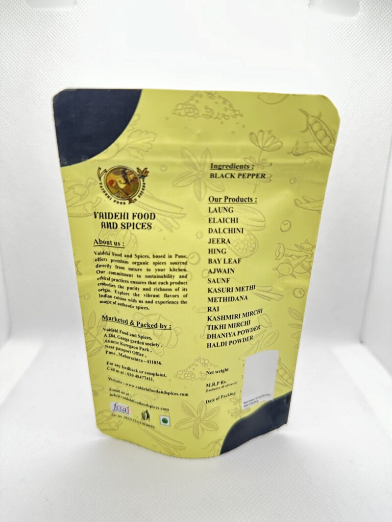 Aromatic and bold-flavored Black Pepper (Kali Mirch) from Vaidehi Food & Spices, Maharashtra.