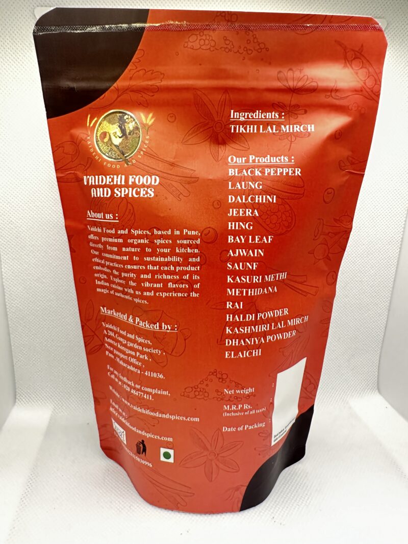 Authentic hot Tikhi Lal Mirch masala from Vaidehi Food & Spices, Maharashtra